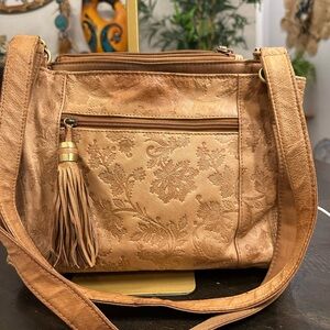 Cabin Creek Tan Floral Embossed Satchel Western Vibe